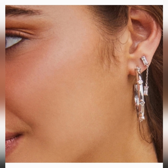 NEW Kendra Scott Juliette White Crystal Rhodium Silver Drop Earrings - Picture 9 of 14